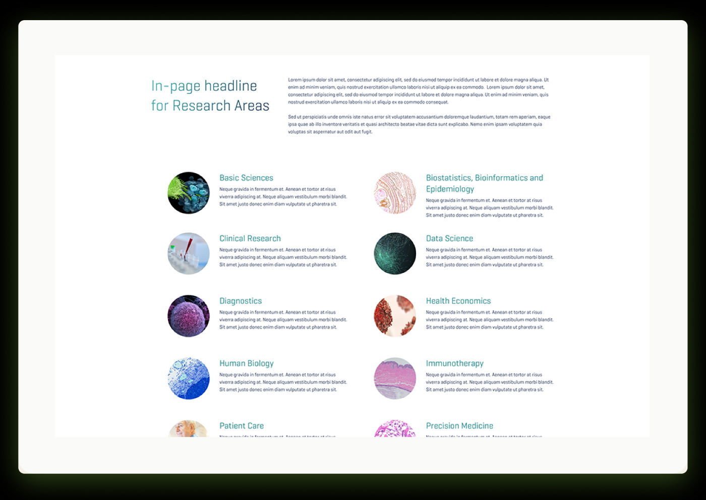 Desktop view of prototype for Fred Hutch's new website.