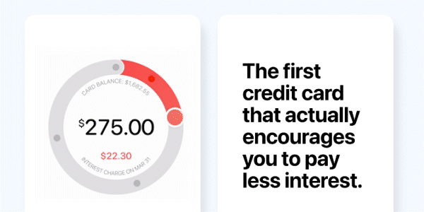 Image of Apple's payment wheel. "The first credit card that actually encourages you to pay less interest."