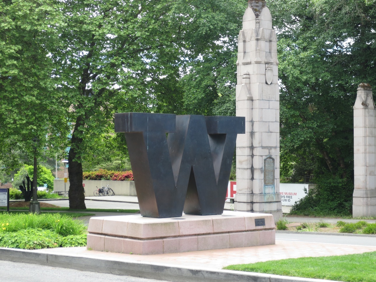 Letter W statue outside