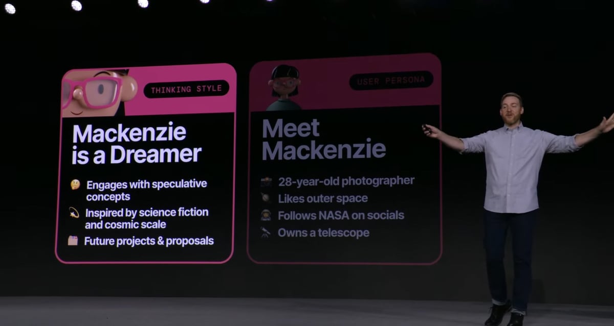 Ben Shown on stage at Config presenting NASA Thinking Styles