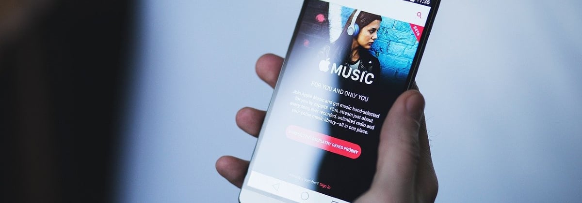 A smartphone displaying Apple Music