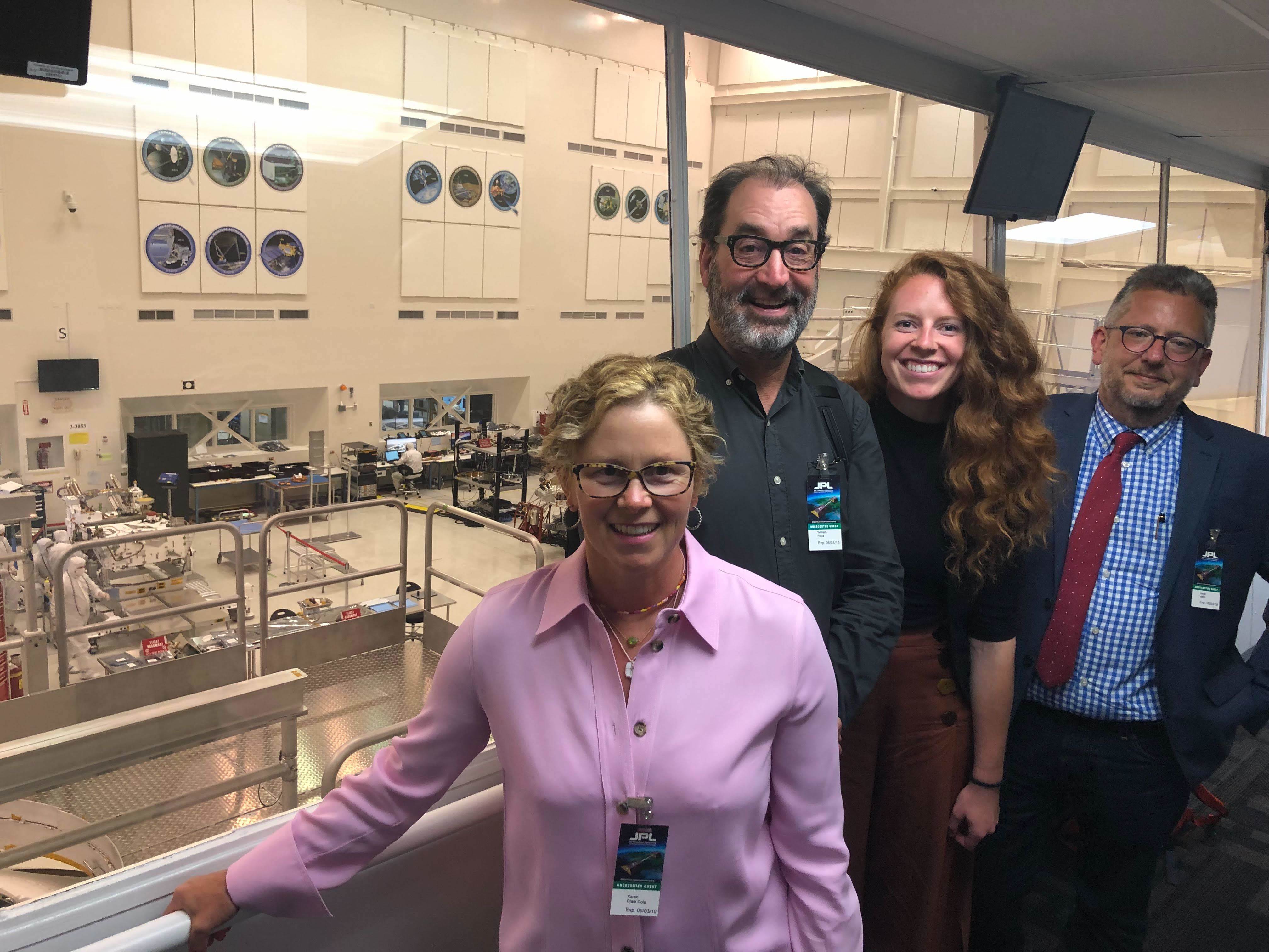 Blink’s Eyes team in the clean room observation deck at NASA’s Jet Propulsion Lab.