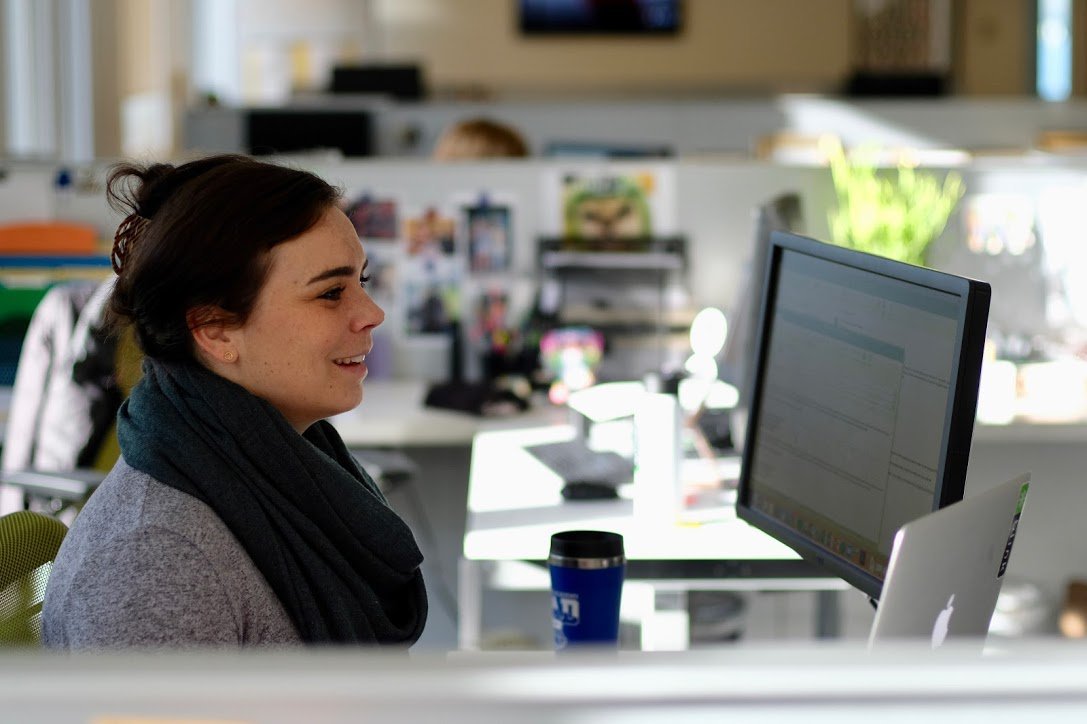 Blink HR Director, Kristina Knaus working at her desk