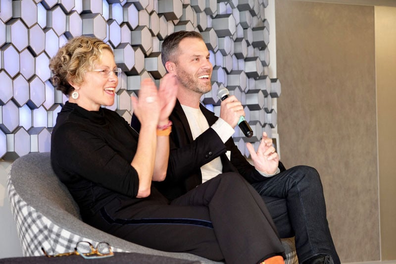 Blink CEO Karen Clark Cole and Redshift CEO David Westen seated on a stage.