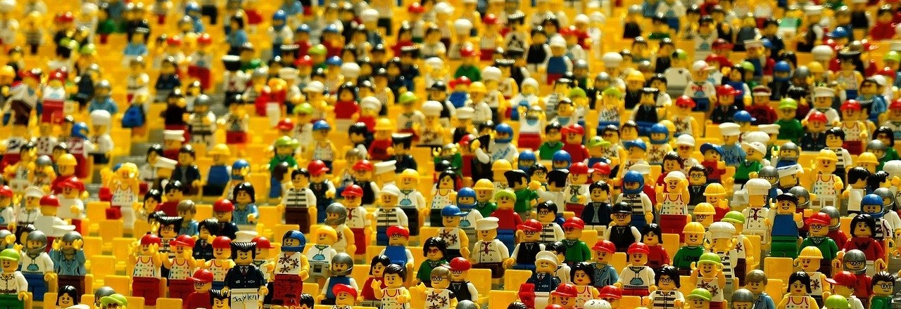 Dozens of LEGO people dressed in various outfits.