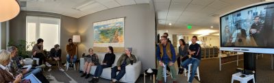 A panoramic photo of the Blink design team meeting via web conference