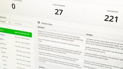 A photo of a diary study online interface