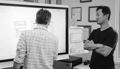 Two Blinkers sketching on a digital whiteboard