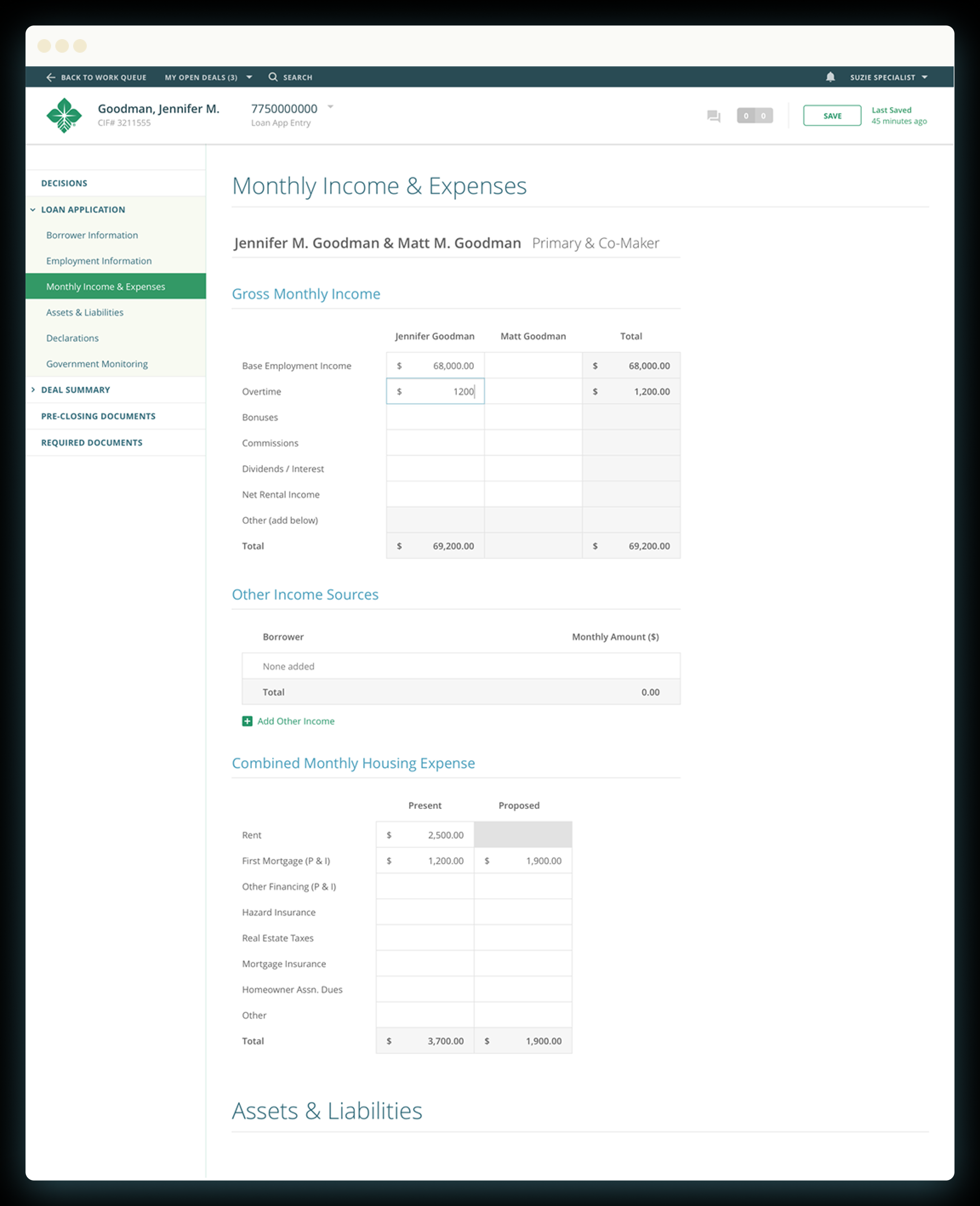 Monthly income and expenses page on Farm Credit Mid-America's website.