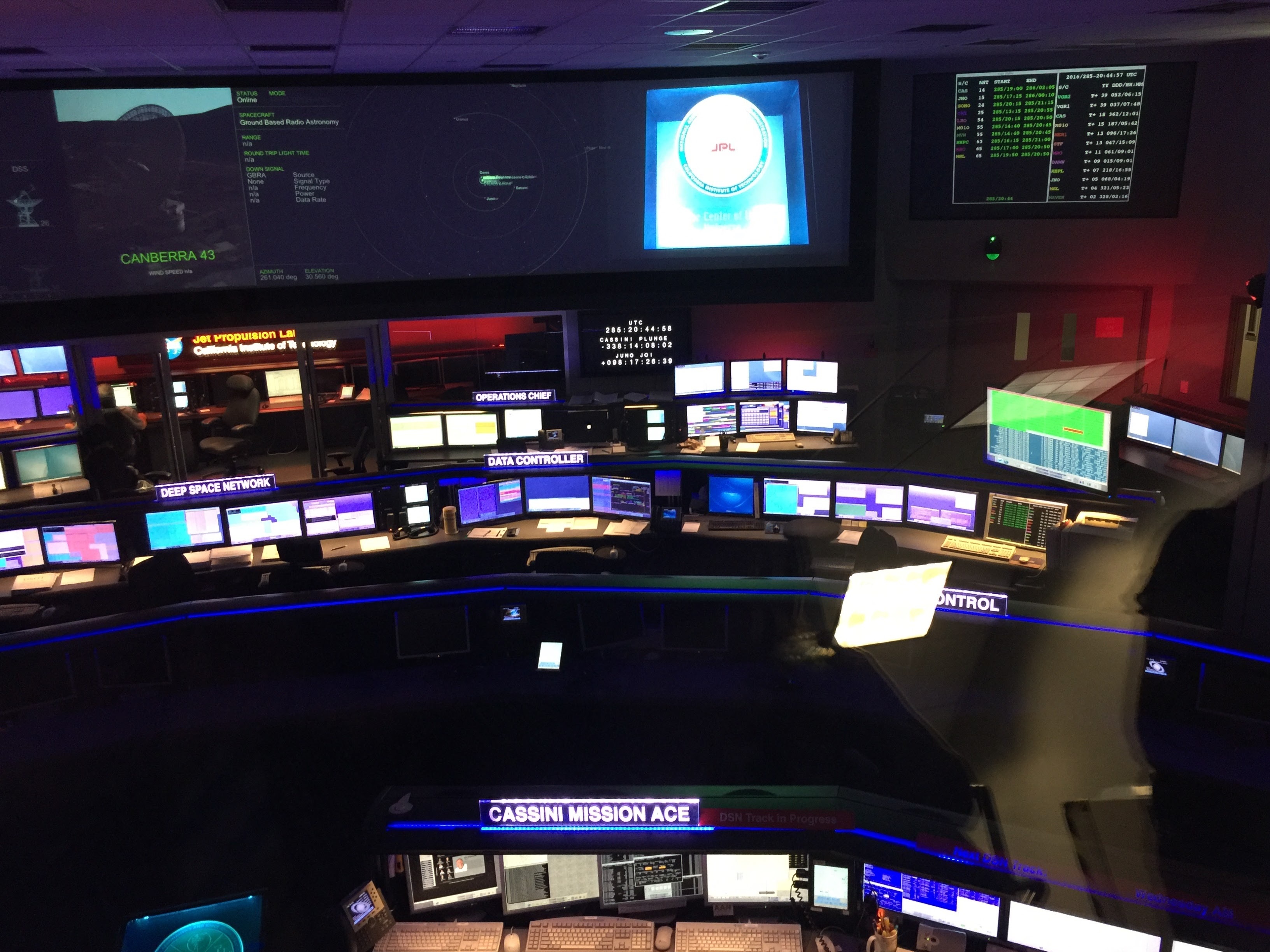 NASA's Jet Propulsion Lab (JPL) control center.