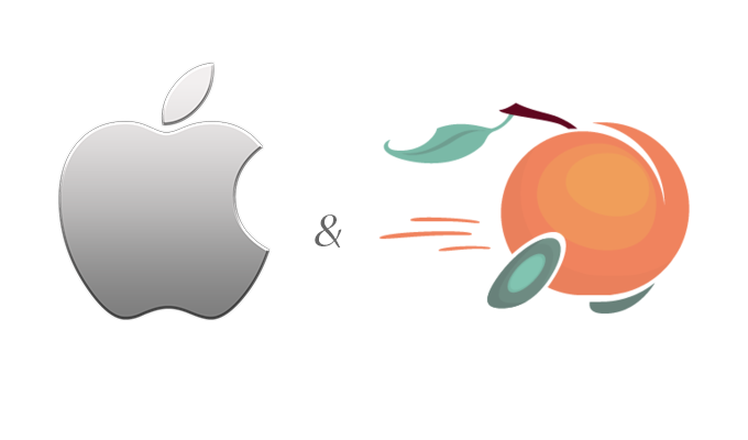 Apple and Peach delivery logos.