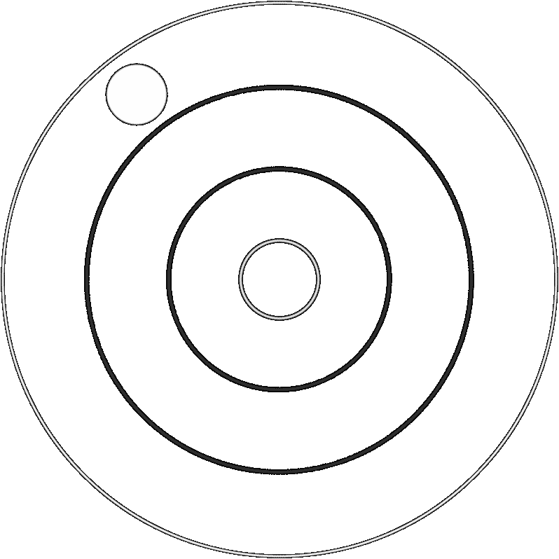 rings and a circle representing a touch point on the interface