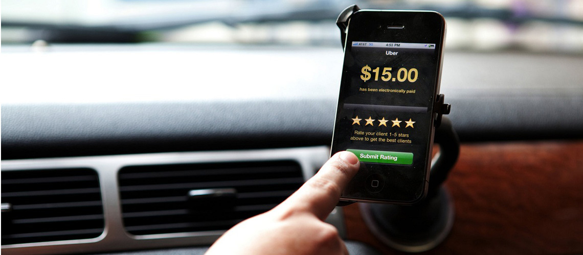 Uber payment and client rating screen on phone.